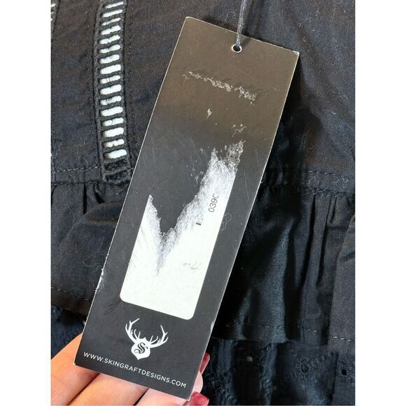 NWT Skingraft Modern Goth Dark Cottagecore Tiered Frill Long Sleeve Smock Dress - Picture 9 of 15